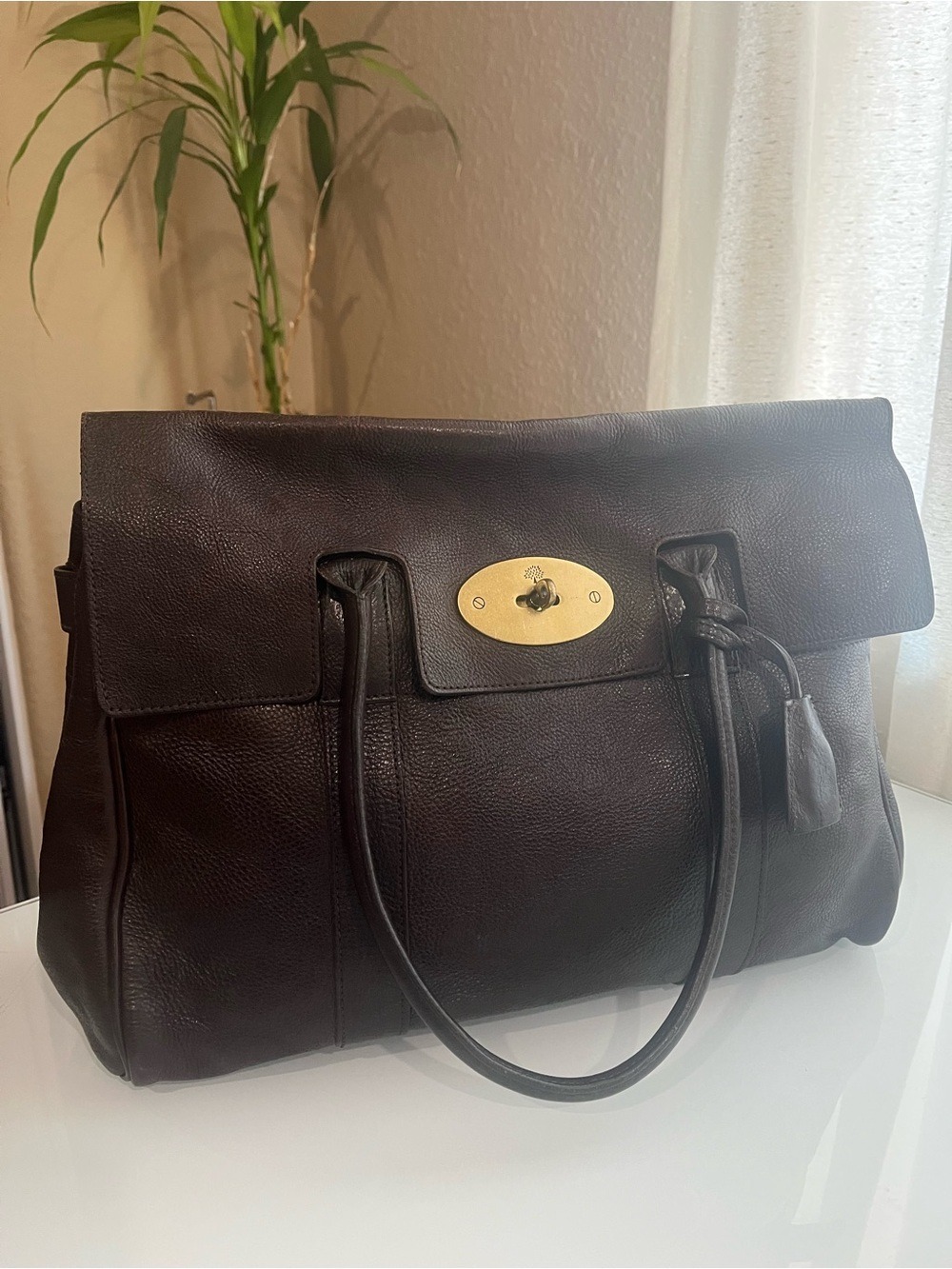 MULBERRY ESPRESSO NATURAL GRAIN LEATHER BAYSWATER - Picture 14 of 14